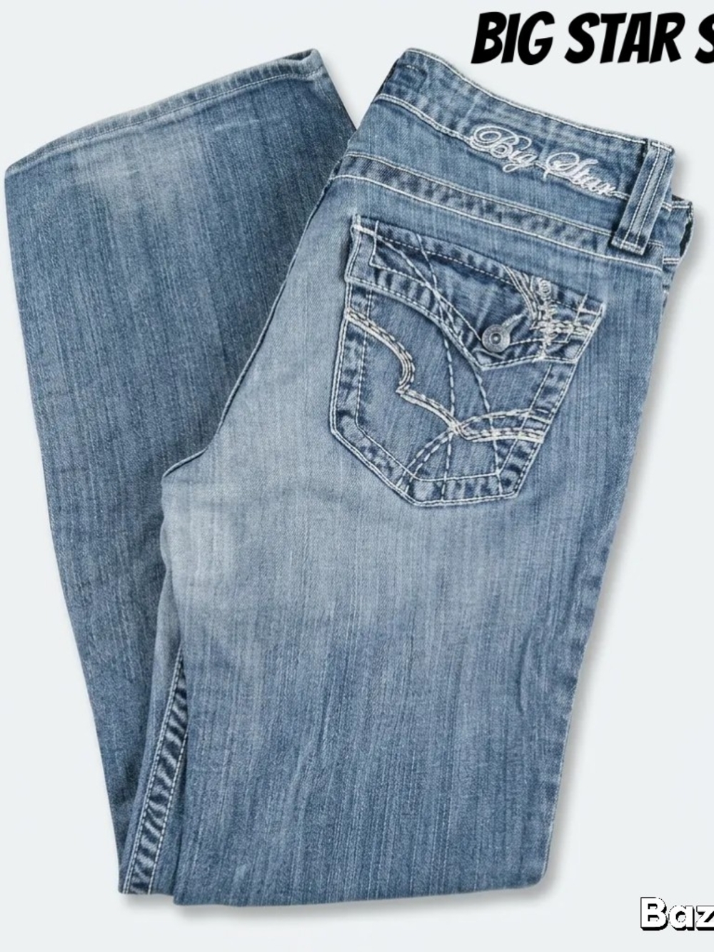 Big Star Women's Faded Blue Bootcut Jeans with Embroidered Back Pocket